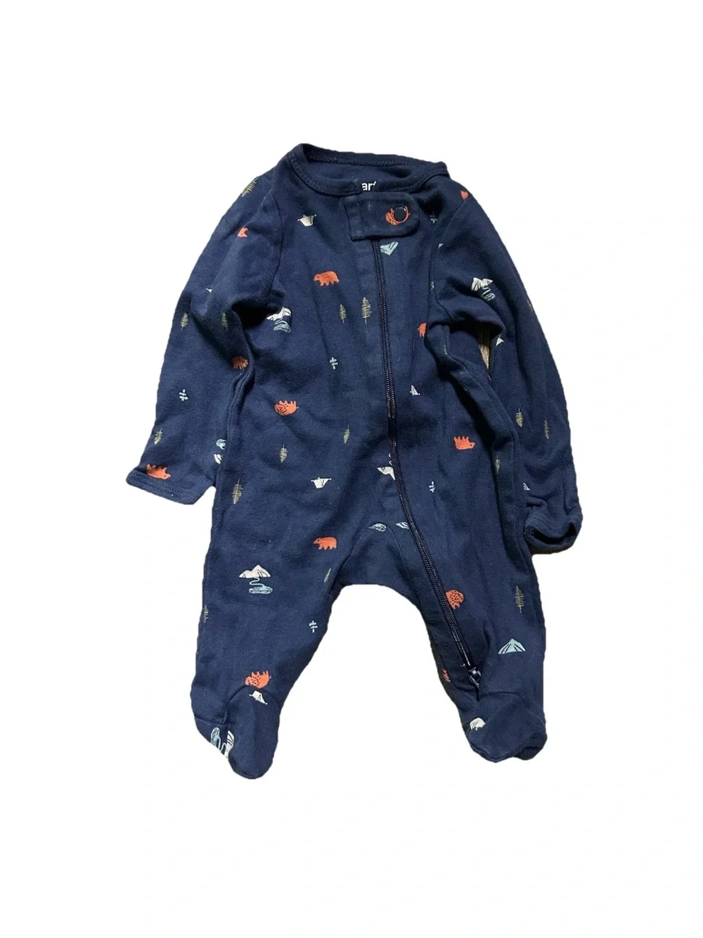 Baby Footie Pajamas 2 Way Zipper Stripes Animals Size Newborn